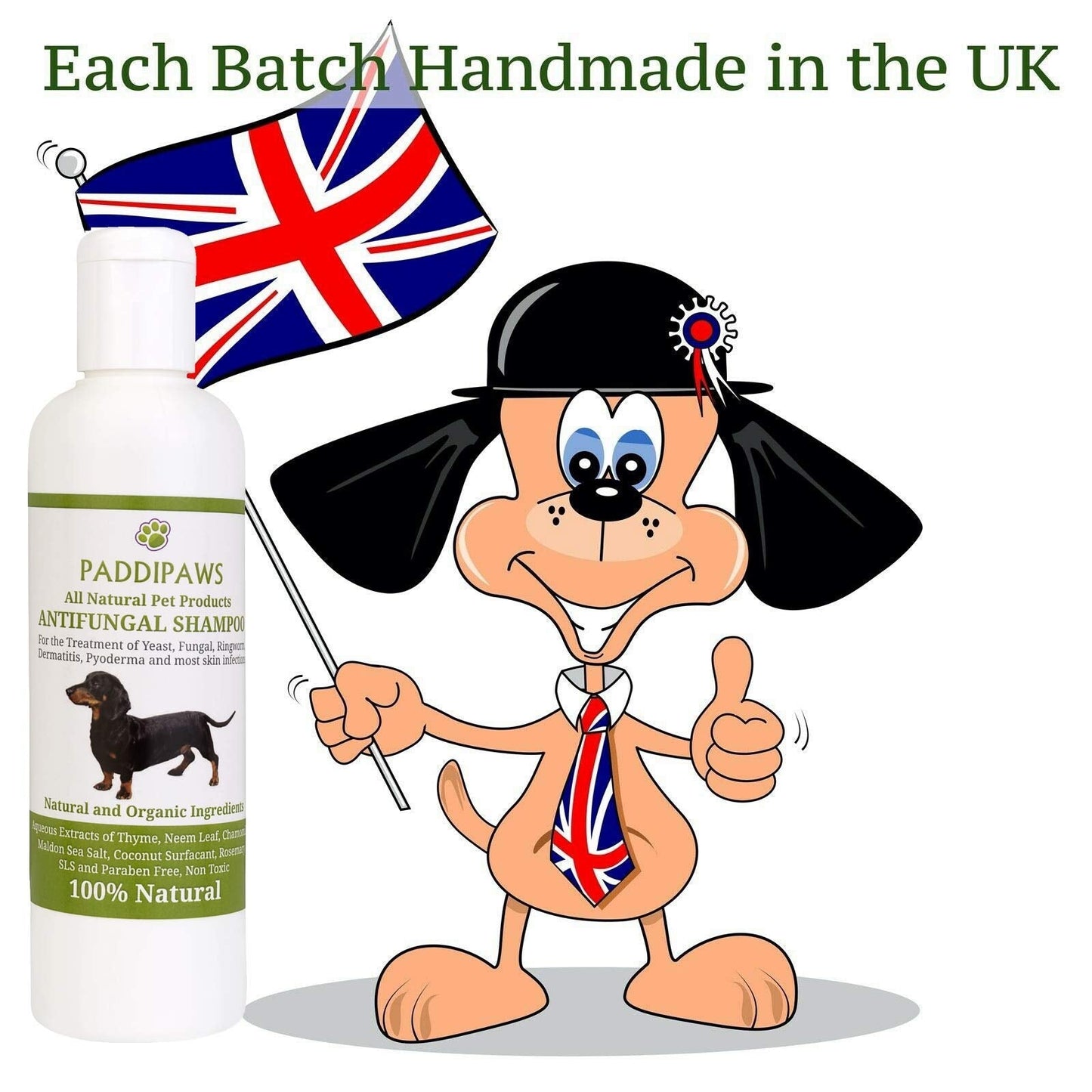 100% Natural Antifungal and Antibacterial Dog Shampoo - Yeast Infections, Ringworm, Dermatitis, Pyoderma - Safe - Natural - Paraben and SLS Free - 250ml - Larger bottle available from the store.