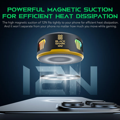 Black Shark FunCooler 5 Magnetic Cell Phone Cooler for Gaming, Portable Mobile Phone Cooling Fan with RGB Light, Cellphone Radiator for iPhone Magnetic Series/Android/Tablet/iPad (Black)