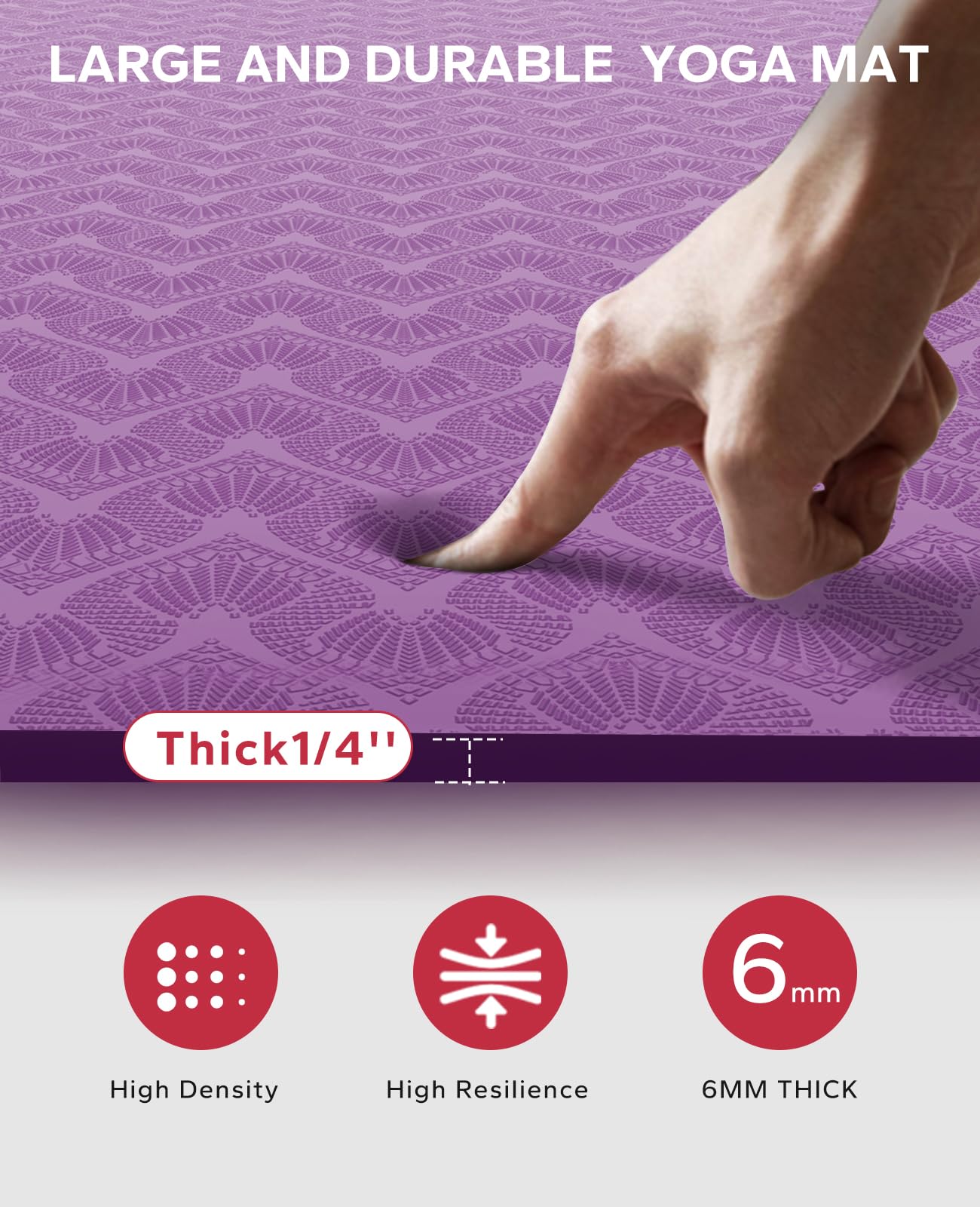 HAPBEAR Extra Large Yoga Mat - 72"x48"/78"x54", 1/4" & 1/3" Thick, Non-Slip, Durable, Eco-Friendly, Wide Exercise Mat for Home Workouts, Yoga, Pilates, Stretching, Meditation (Barefoot Exercise)