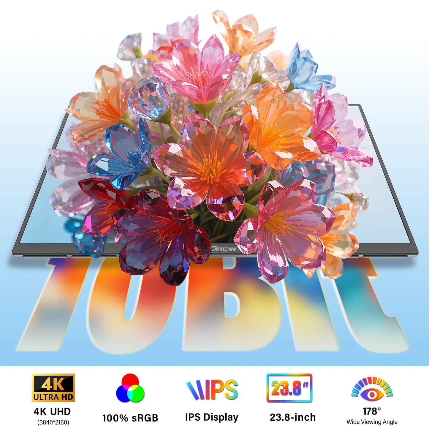 InnoView 23.8" Large Portable Monitor, FHD 144HZ 100% SRGB IPS USB-C HDMI Work Home Gaming Second Monitor 1080P W/180°Adjustable Stand for Laptop, MacBook, Phones