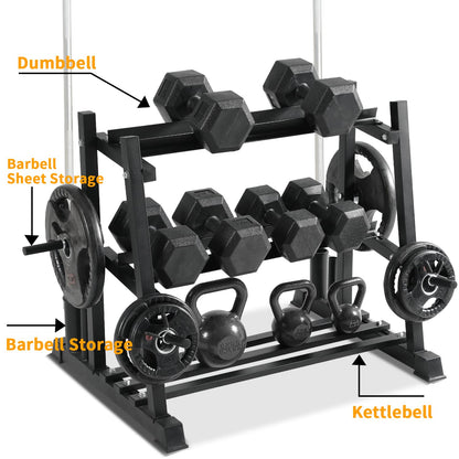 Dumbbell Rack, Bongkim Dumbbell Set with Rack Stand, Dumbbells Weights Rack for Home Gym, Weight Rack for Dumbbells, Kettlebells, and Weight Plates 1100LBS