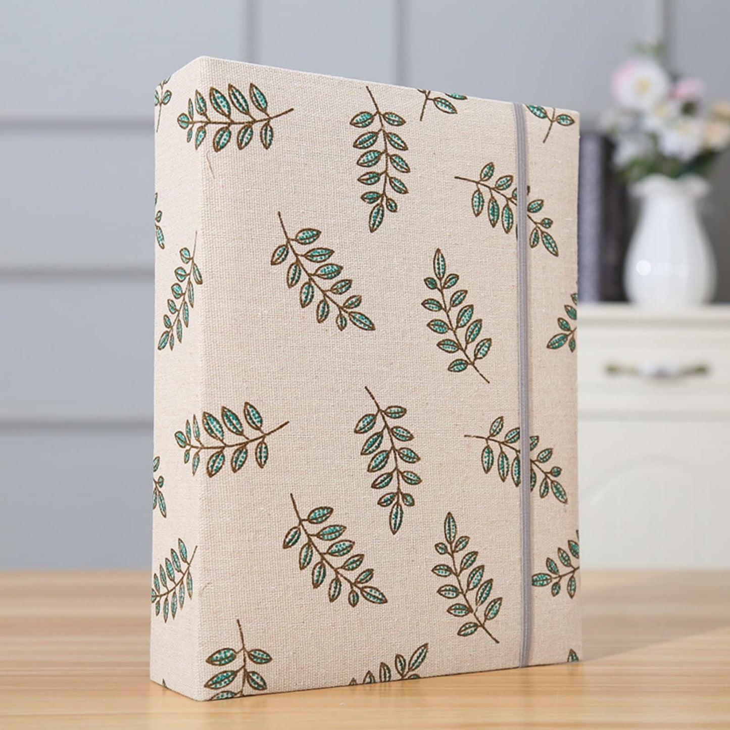 Photo Album 4x6 200 Photos Linen Cover Picture Photo Book for Family Wedding Anniversary Baby Vacation (200 Photos (4x6), Green Leaves)