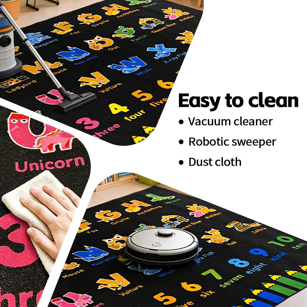 AlaTyche Classroom Rug Elementary 7x9 ft with Alphabet Crayon Number