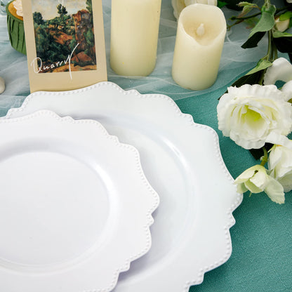 COLOSUS 60pcs White Disposable Plastic Plates-Heavy duty plate for party/wedding/anniversary 30 dinner plates and 30 dessert/salad plates