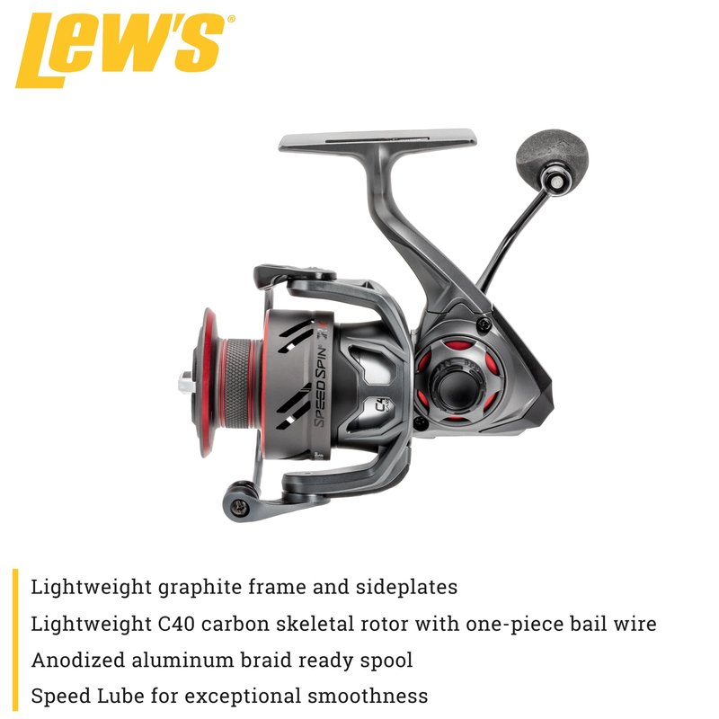 Lew’s Speed Spin CRX Spinning Fishing Reel, Size 300 Reel, 9+1 Bearings, 6.2:1 Gear Ratio, Graphite Frame and Sideplate, Solid Brass Speed Gears