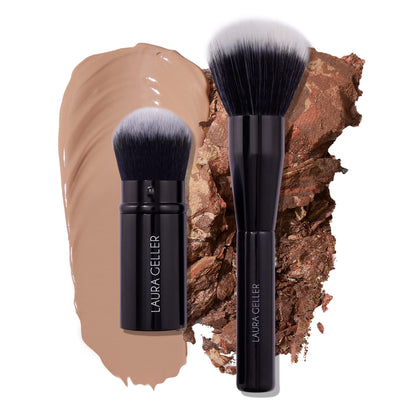 LAURA GELLER NEW YORK Retractable Black Kabuki Brush for Liquid, Cream and Powder Face Makeup With Aluminum Handle
