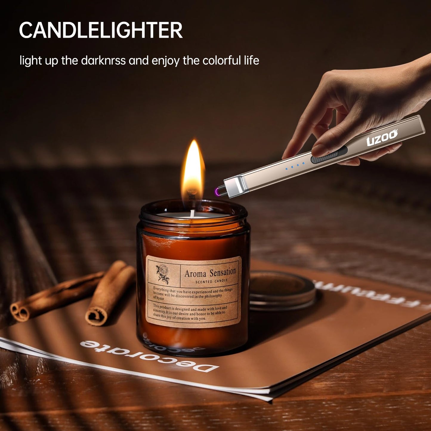 Betrich Candle lighters, Electric Lighter, Rechargeable Arc Lighter, 360° Flexible Neck Flameless Grill Long Lighters for Candle Aromatherapy Camping BBQ Gas Stove-Gold