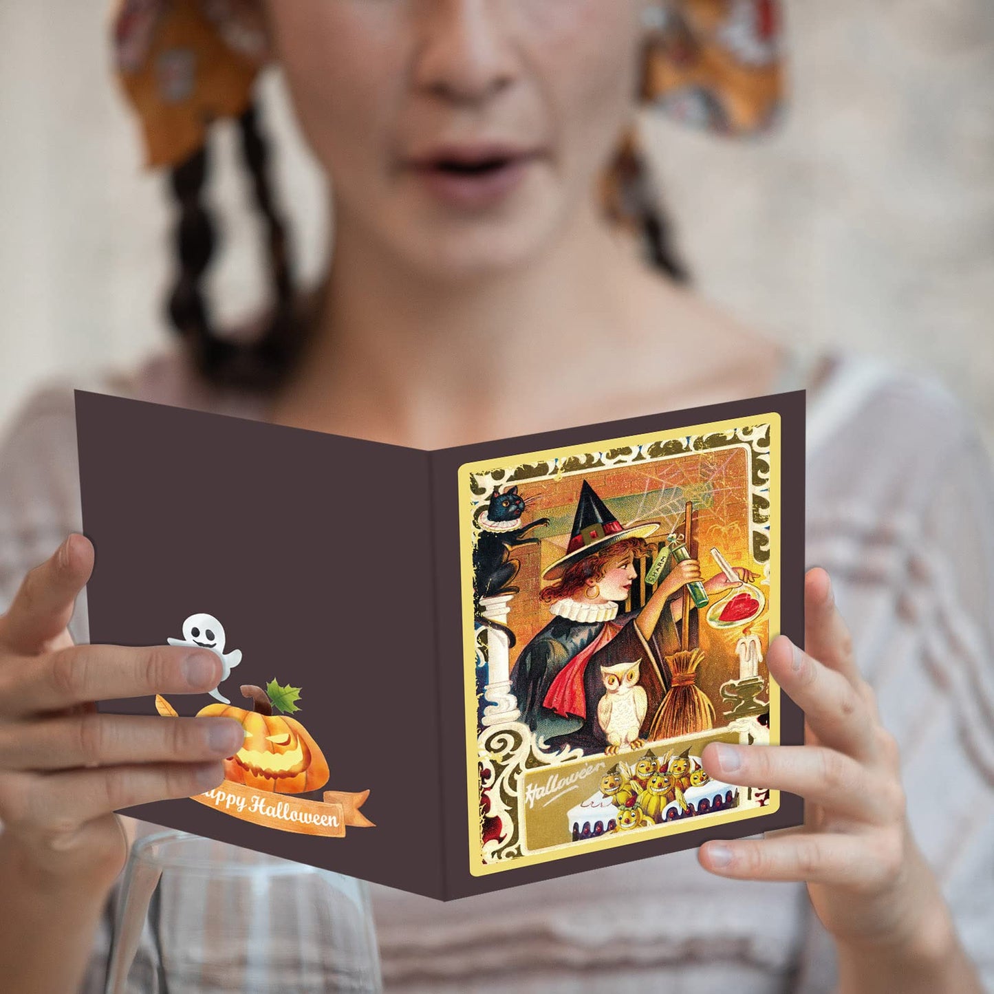 ceiba tree Halloween Cards 20 Pcs Retro Greeting Card Assorted Blank Notes Cards with Envelopes for Classroom Home Office Business