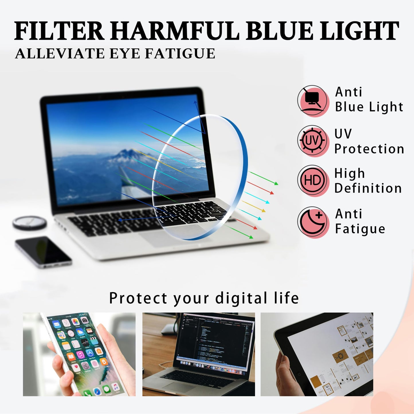 JFXQDR 2 Pack Women's Blue Light Blocking Glasses, Trendy Cat Eye Computer Gaming Glasses Anti Eyestrain & UV Glare RF6204 (Black + Coco Tortoise Cateye Frame)