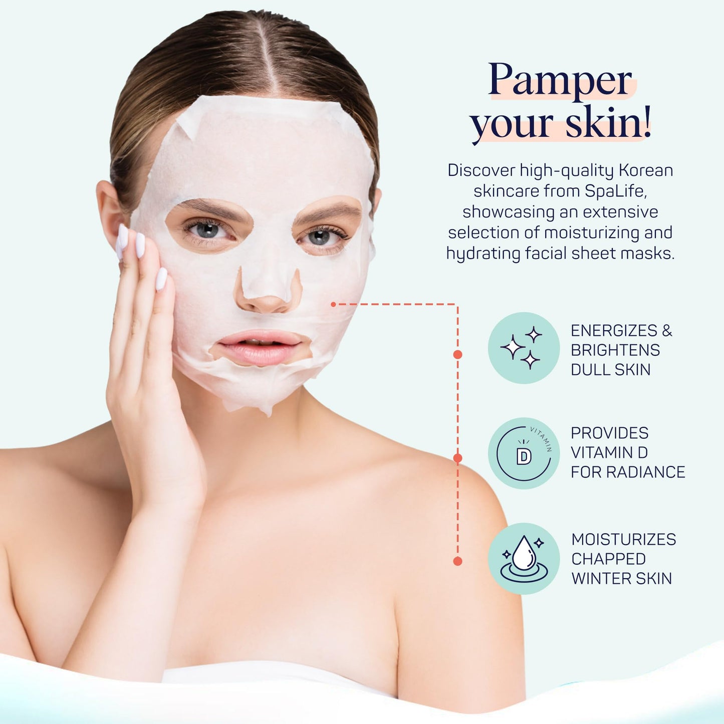 SpaLife Beauty Winter Skin Christmas Face Mask Bundle | Korean Facial Masks | Hydrating, Moisturizing and Firming Sheet Mask Set | Christmas Gifts for Women | 12 Pack