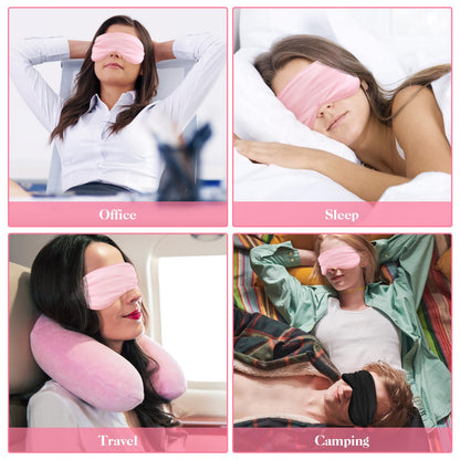 2 Pack Sleep Mask Silk Eye Mask Cover for Sleeping, Soft Satin Blindfold with Elastic Strap, Comfortable Night Sleeping Mask for Women Men (Black, Pink)