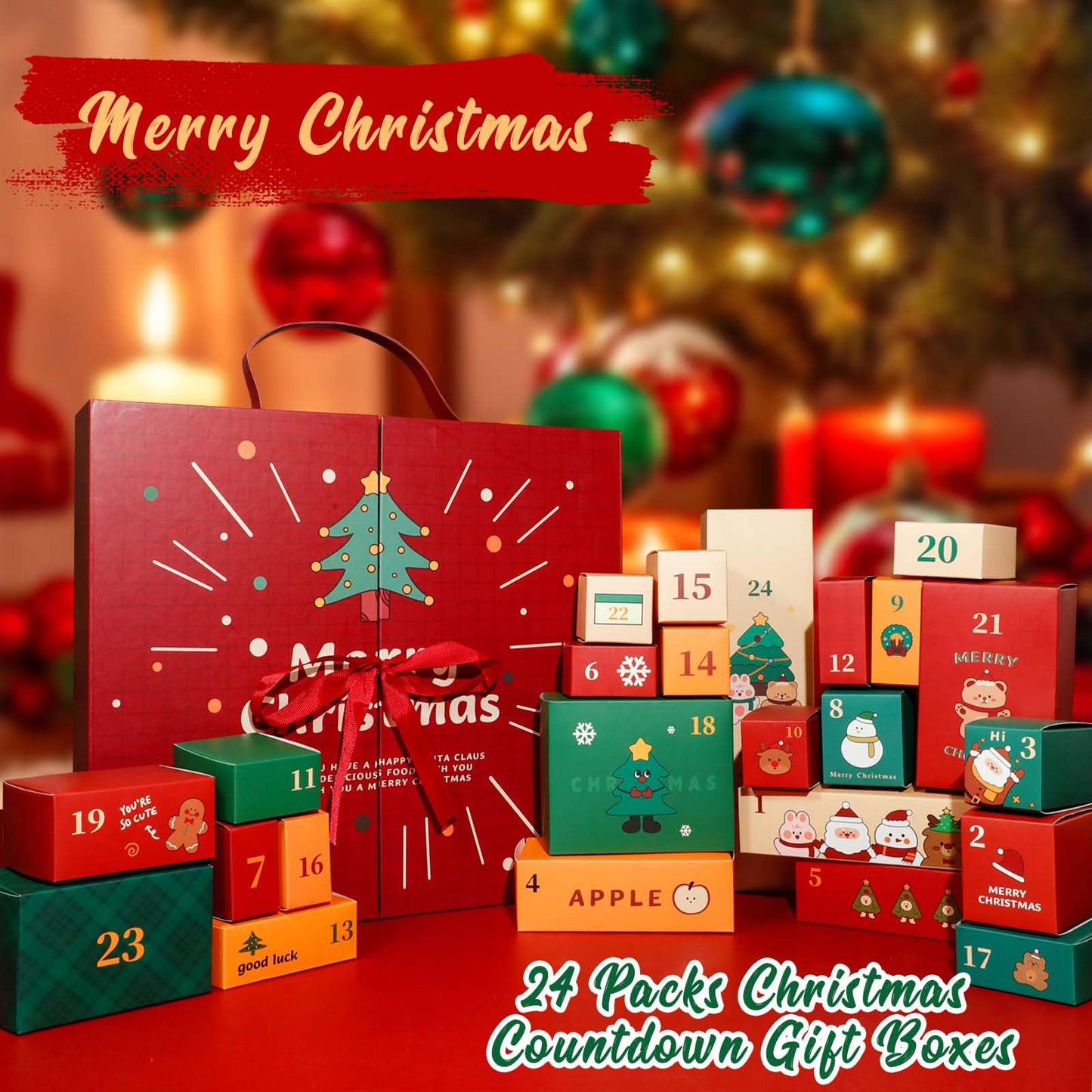 STRN Christmas Countdown Gift Box - 24 Days of Holiday Joy | Scented Wax Cubes, Scented Candle, Fragrance Sachets & More | Home Holiday Decor, Advent Calendar for Adults, Christmas Gifts