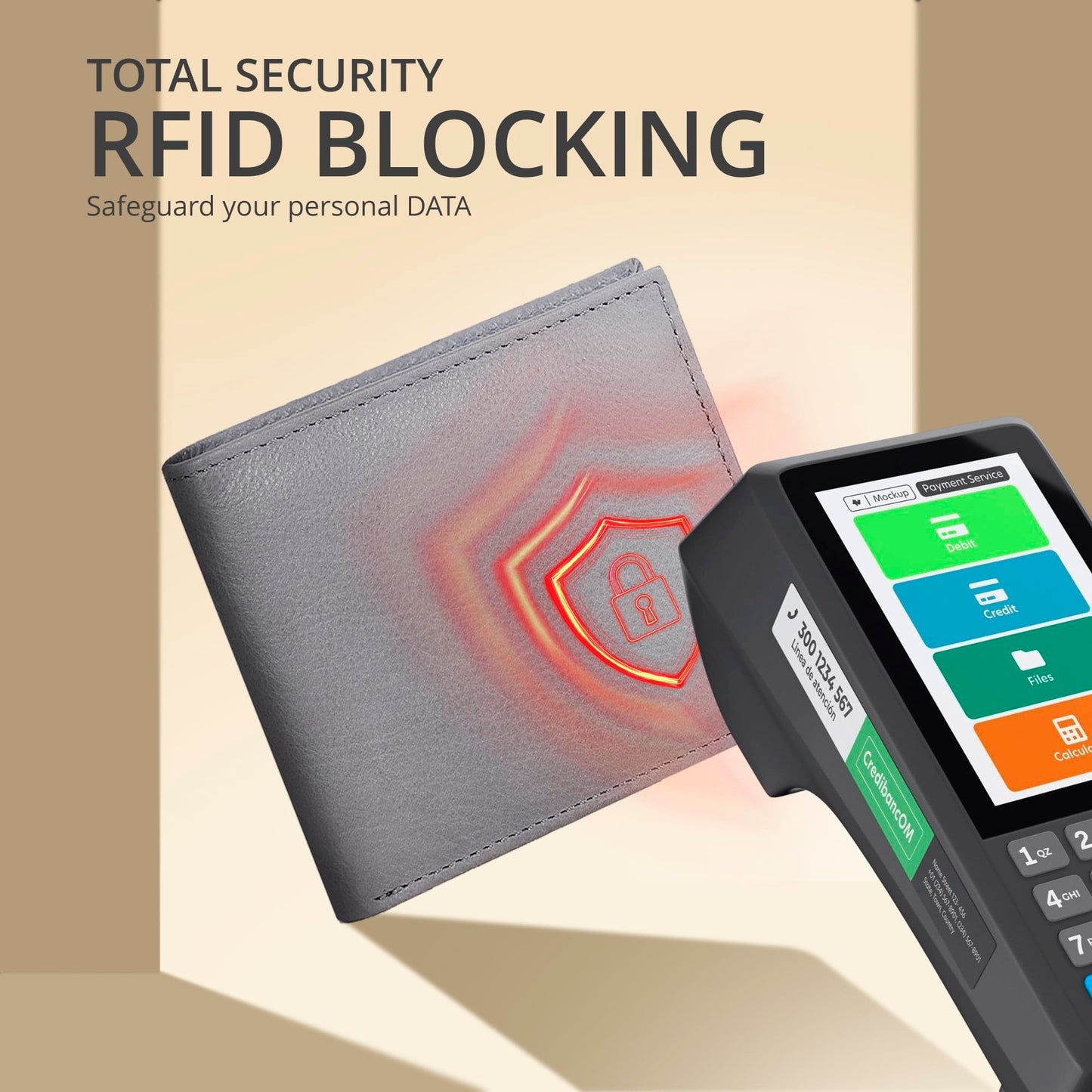 Grey Wallet For Men with 9 Credit Card Slots | Bifold | Leather | RFID Wallet Blocking | Gift For Men | Front Wallet