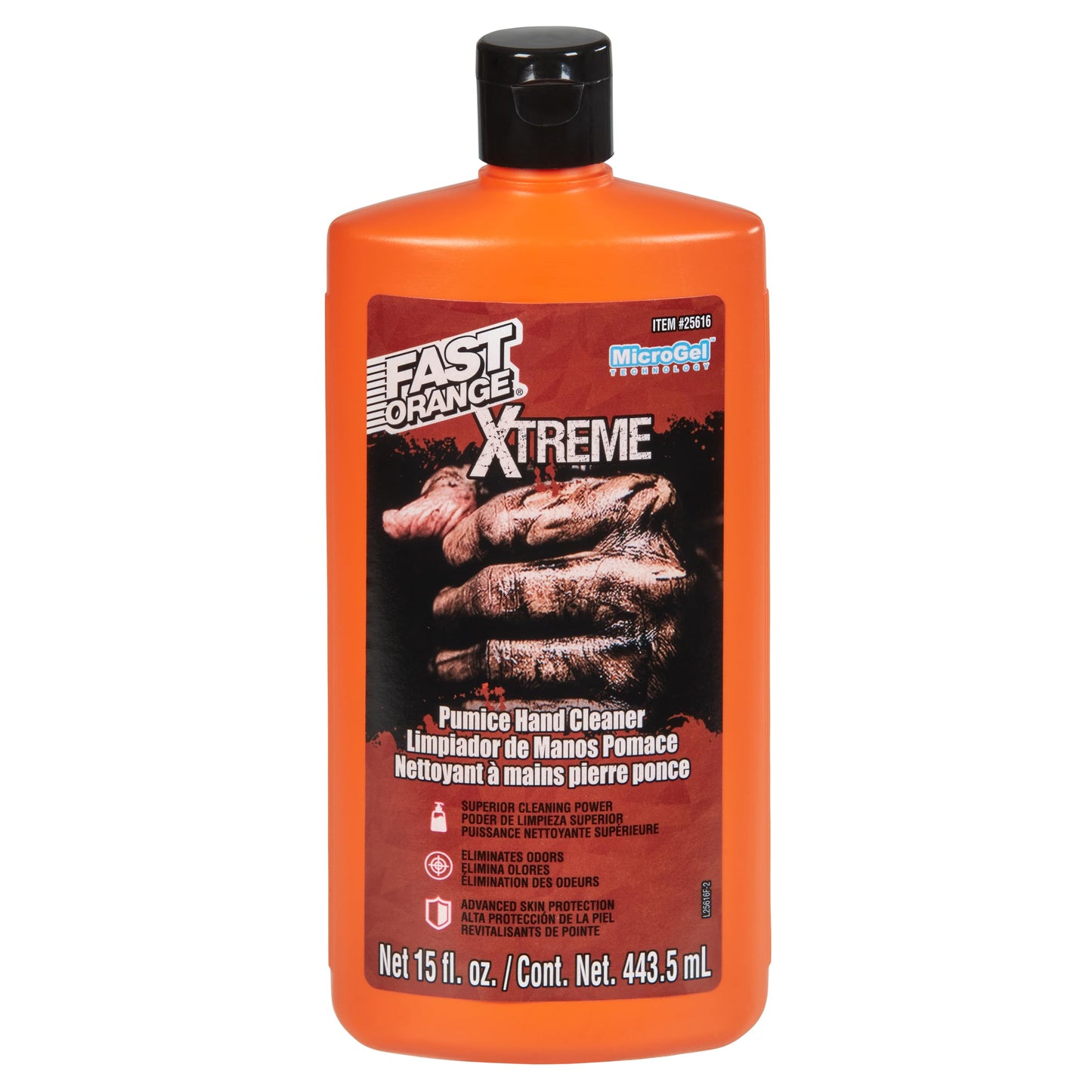 Fast Orange 25616 Xtreme Heavy Duty Hand Cleaner, Natural Citrus Scent, Waterless Cleaner For Mechanics, Strong Grease Fighter, Eliminates Odors while Protecting Skin 15 Fl. Oz