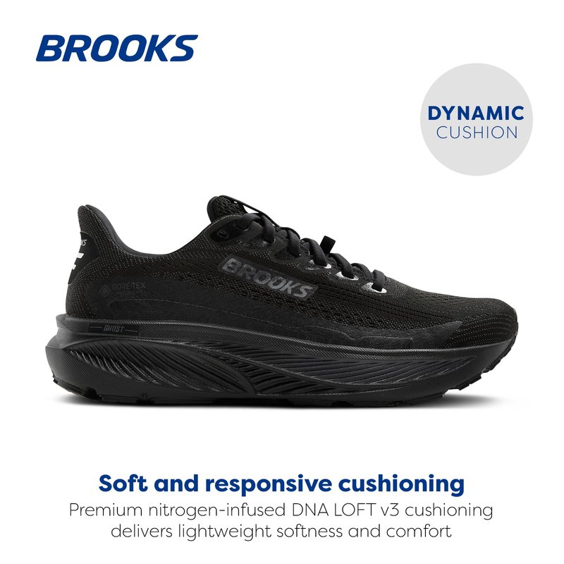 Brooks Men’s Ghost 17 GTX Waterproof Supportive Running & Walking Shoe - Black/Black/Ebony - 10.5 Medium