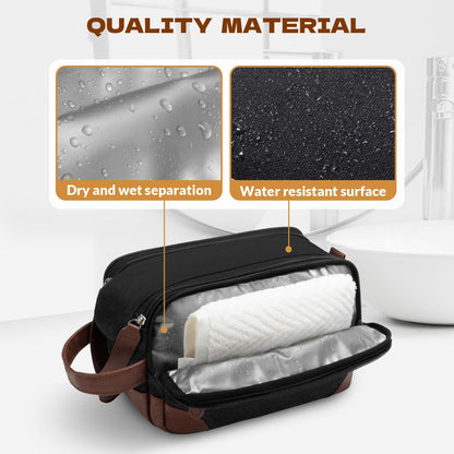 Celvetch Travel Toiletry Bag for Men - Canvas Toiletries Bag with Multiple Pockets Large Hanging Dopp Kit Travel Bag for Toiletries Essentials Accessories - Black