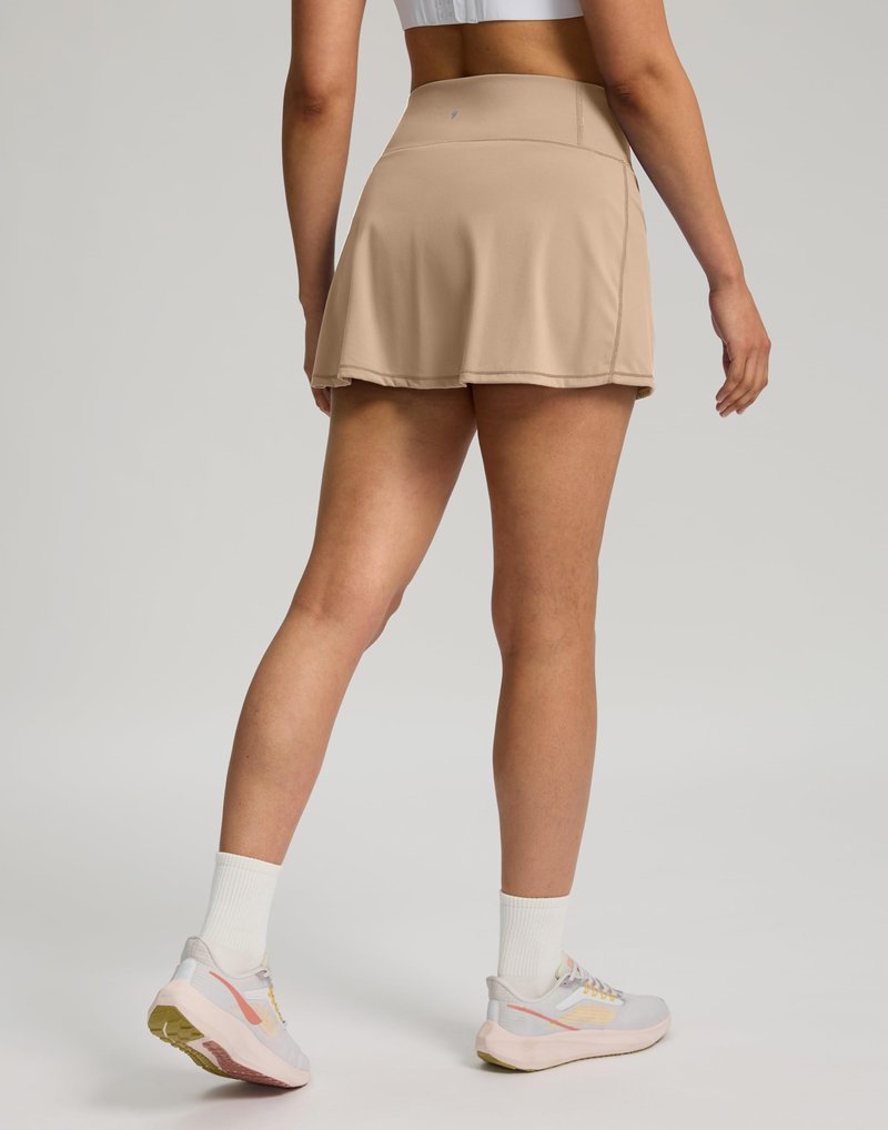 Soothfeel Tennis Skirts for Women 14.5" High Waisted Golf Skirt with Shorts Pockets Workout Athletic Skorts for Woman (Beige Khaki, M)