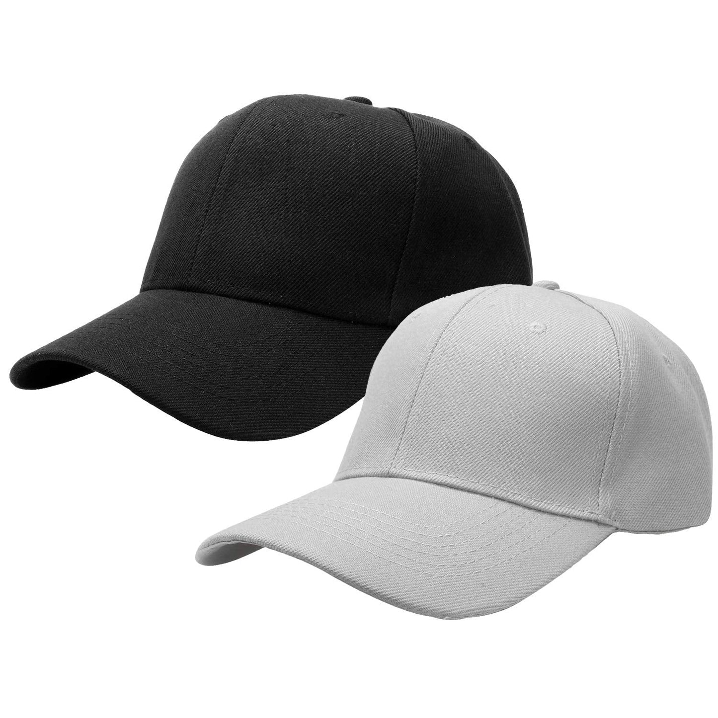 Falari Baseball Cap Adjustable Size for Running Workouts and Outdoor Activities All Seasons (2pk Black & Light Grey)