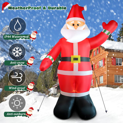 10FT Christmas Inflatables Santa Claus Outdoor Decoration, Giant Blow up Santa Claus with Built-in LED Lights, Classic Xmas Decor for Yard Garden Lawn Hall Plaza Mall Holiday Party, Inflates Quickly