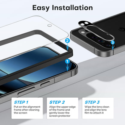 OMOTON 3+2 Pack for Google Pixel 9 Pro XL Screen Protector 6.8 Inch, 3 Tempered Glass Film & 2 Camera Lens Protector, Bubble-free, HD Clear, Not for 9 Pro/ 9