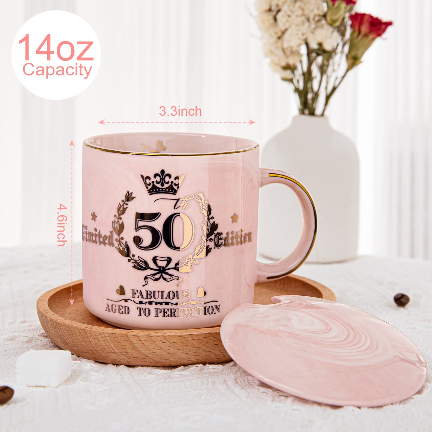 Best Friend Birthday Gifts for Women, Friendship Gifts for Women, Unique Birthday Valentines Day Gift Ideas for Her, Friends Female, Besties, BFF Ceramic Marble Coffee Mug Gift Box Printed Gold 14 oz