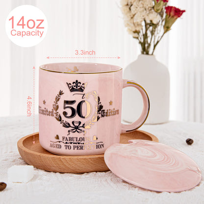 Best Friend Birthday Gifts for Women, Friendship Gifts for Women, Unique Birthday Valentines Day Gift Ideas for Her, Friends Female, Besties, BFF Ceramic Marble Coffee Mug Gift Box Printed Gold 14 oz