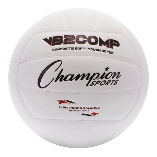 Champion Sports VB Pro Comp Indoor Volleyball – Official Size, Soft-Touch Composite Leather, White