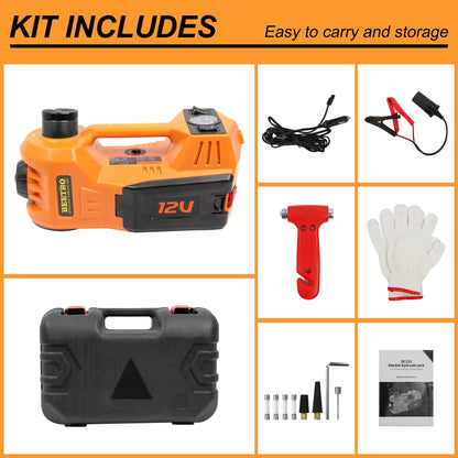 BEETRO 3 in 1 Electric Hydraulic Car Jack with Tire Inflator Pump, 5T(11000 lbs) Electric Car Floor Jack, DC 12V Electric Car Jack for an Emergency Tire Change,Lifting Range 6-17.7 inch