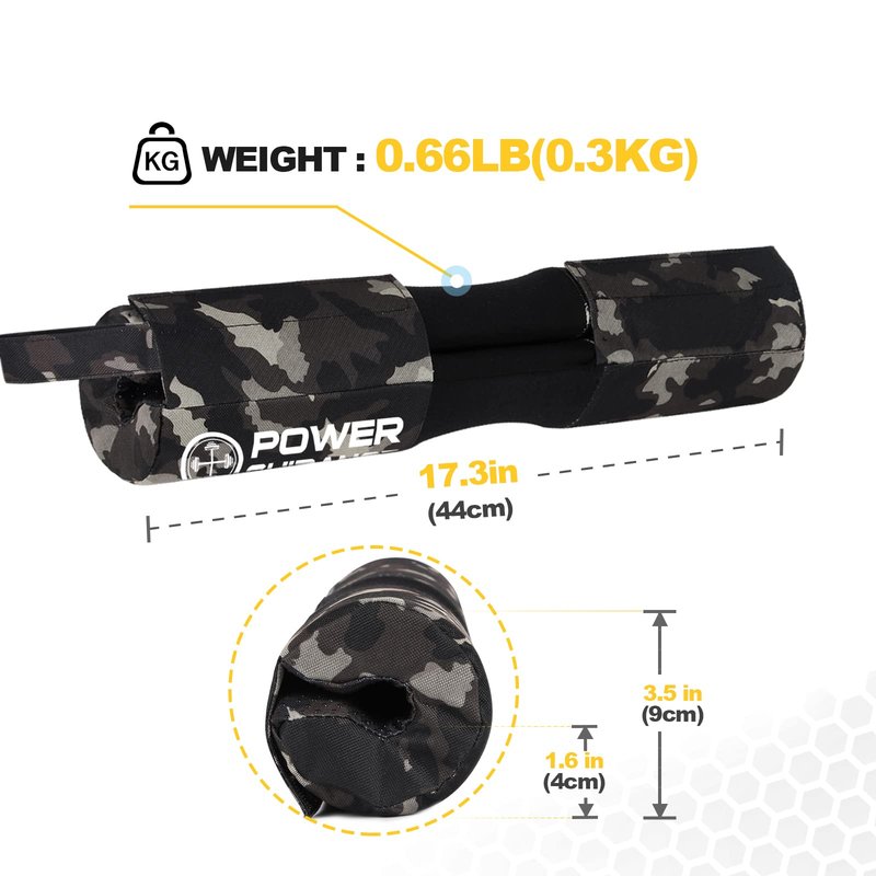 POWER GUIDANCE Barbell Squat Pad - Neck & Shoulder Protective Pad Anti-Skid Points for Squats, Lunges, Hip Thrusts, Weightlifting - Fit Standard and Olympic Bars, Camouflage