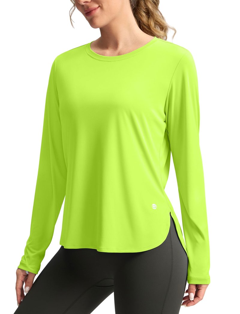 Women's Sun Shirts UPF 50+ Long Sleeve UV Protection Shirt Lightweight Quick Dry Workout Hiking Tops for Women(Bright Green,XL)