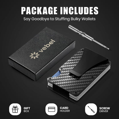 Vebel Credit Card Holder| Minimalist Wallet| Wallets, Card Cases & Money Organisers| RFID Wallet for Men| Slim Wallet| Wallets for Men UK| Carbon Fiber Wallet| RFID Card Holder| Card Holder Wallet