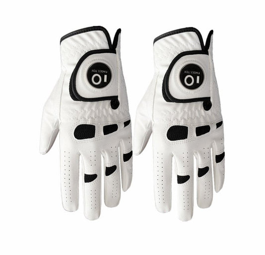 FINGER TEN Men’s Golf Gloves Left Hand Right with Ball Marker 2 Pack, Weathersof Grip Soft Comfortable, Fit Size Small Medium ML Large XL (Large, Worn on Left Hand)