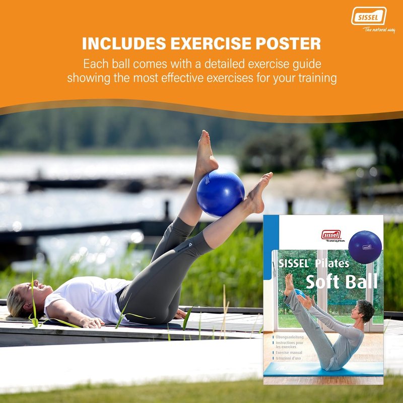 SISSEL Pilates Soft Ball - 8.5 in Gray | Phthalate-Free PVC for Deep Relaxation & Muscle Strengthening | 340 lbs Capacity
