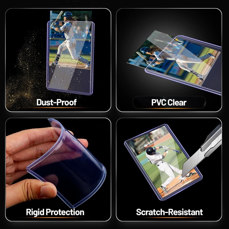 LOVFEN 400 Hard Plastic Card Sleeves – 200 Toploads & 200 Penny Sleeves, 35PT Baseball Card Protectors with Bend-Resistant, Rip-Proof Edges for TCG, Sports, Football & Collectible Cards