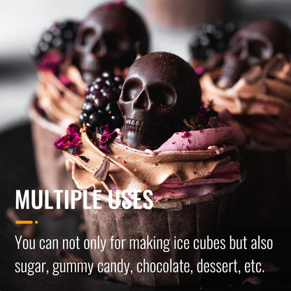 HAVOER 3D Skull Ice Cube Mold Tray -Novelty Shaped Ice Maker for Whiskey Cocktails Drinkers,Bartenders,Easy Release Silicone kull Molds,Baking Chocolate Candy,Home Bars