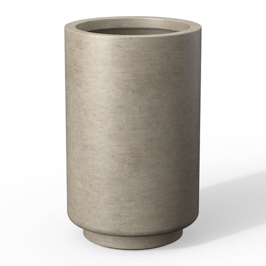 Kante 20.1-Inch Tall Cylindrical Concrete Planter, Round Outdoor Plant Pot with Drainage Hole and Rubber Plug for Indoor & Outdoor, Home, Patio, Garden, Weathered Concrete