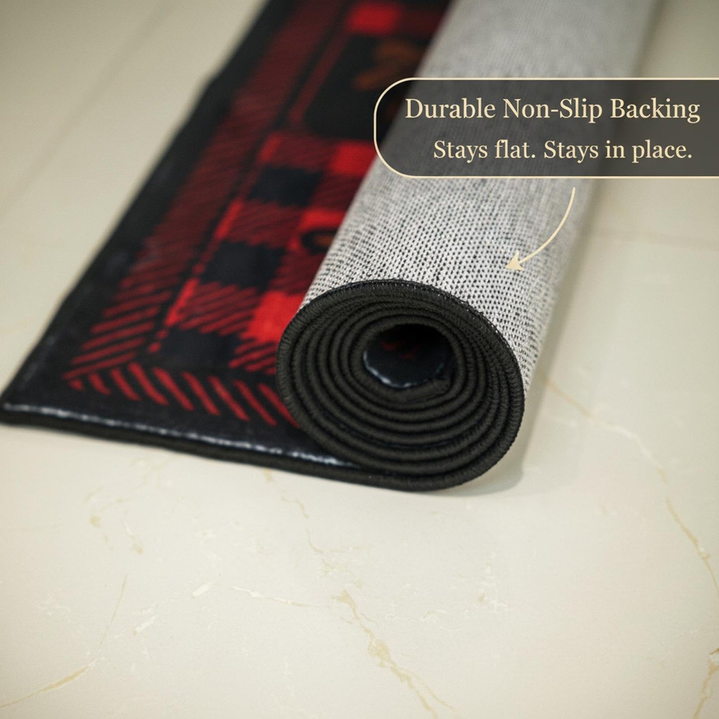 CASAVAINE Rustic Bear Family Area Rug 3'x5', Buffalo Plaid Cabin Lodge Rug with Wildlife Bear Silhouette, Non Slip Low Pile Rug for Living Room Bedroom