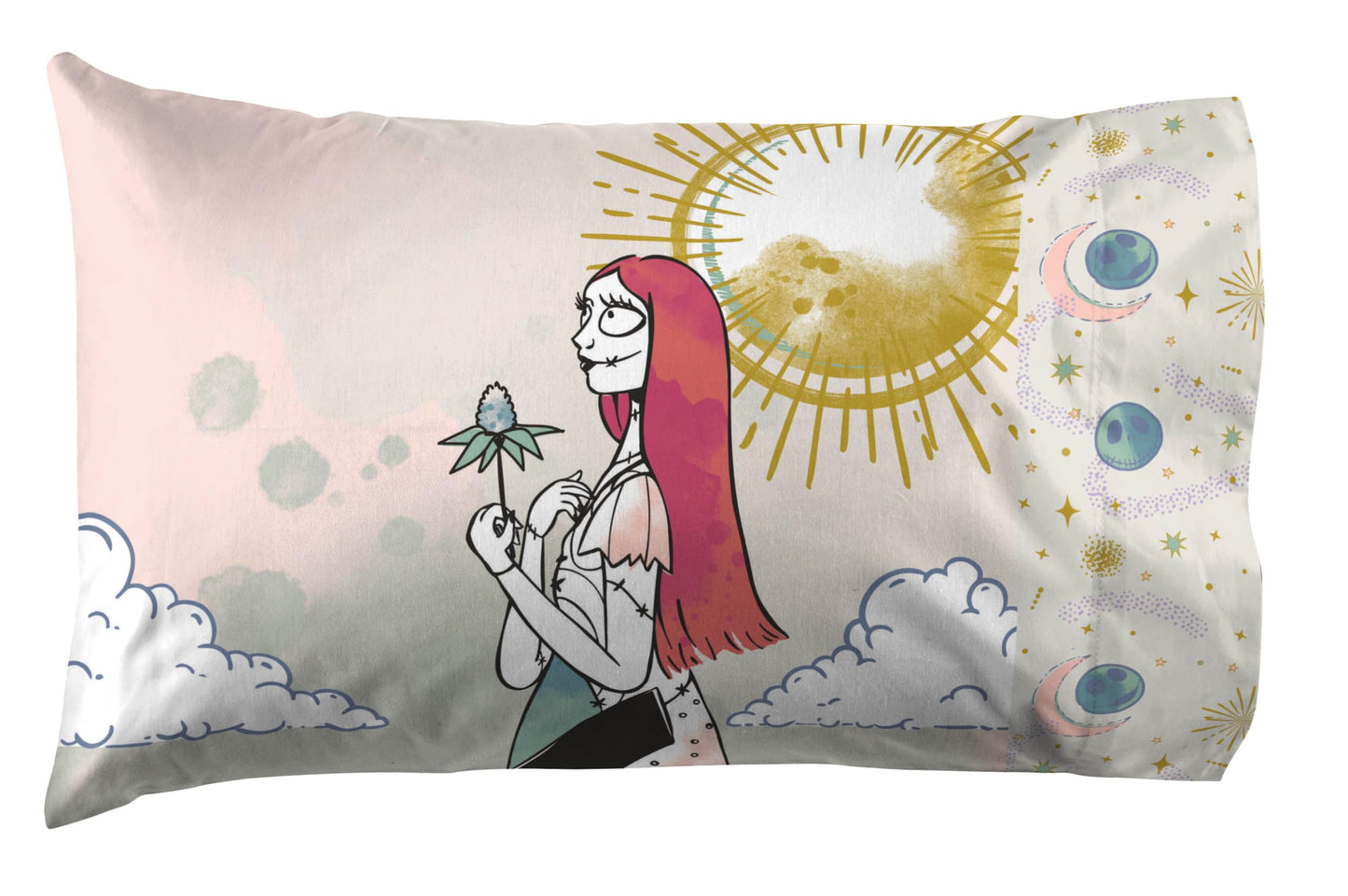 Jay Franco Sheet Set with Fitted, Flat Sheets & Pillow Cover - Ultra-Soft Bedding with Pillowcase for Room Decor, Beige - Nightmare Before Christmas, 3 Piece Twin