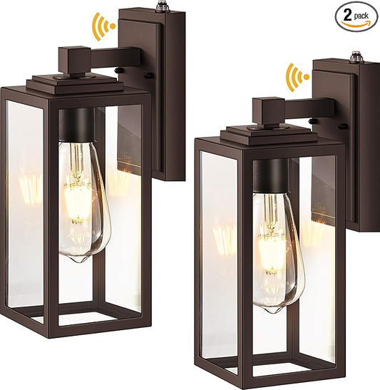 VIANIS 2 Pack Oil Rubbed Bronze Outdoor Lights Wall Mount, Dusk to Dawn Wall Lights for House Outside, Aluminium Modern Porch Lights Sconce, ORB Exterior Lantern Fixture with Waterproof, Anti-Rust