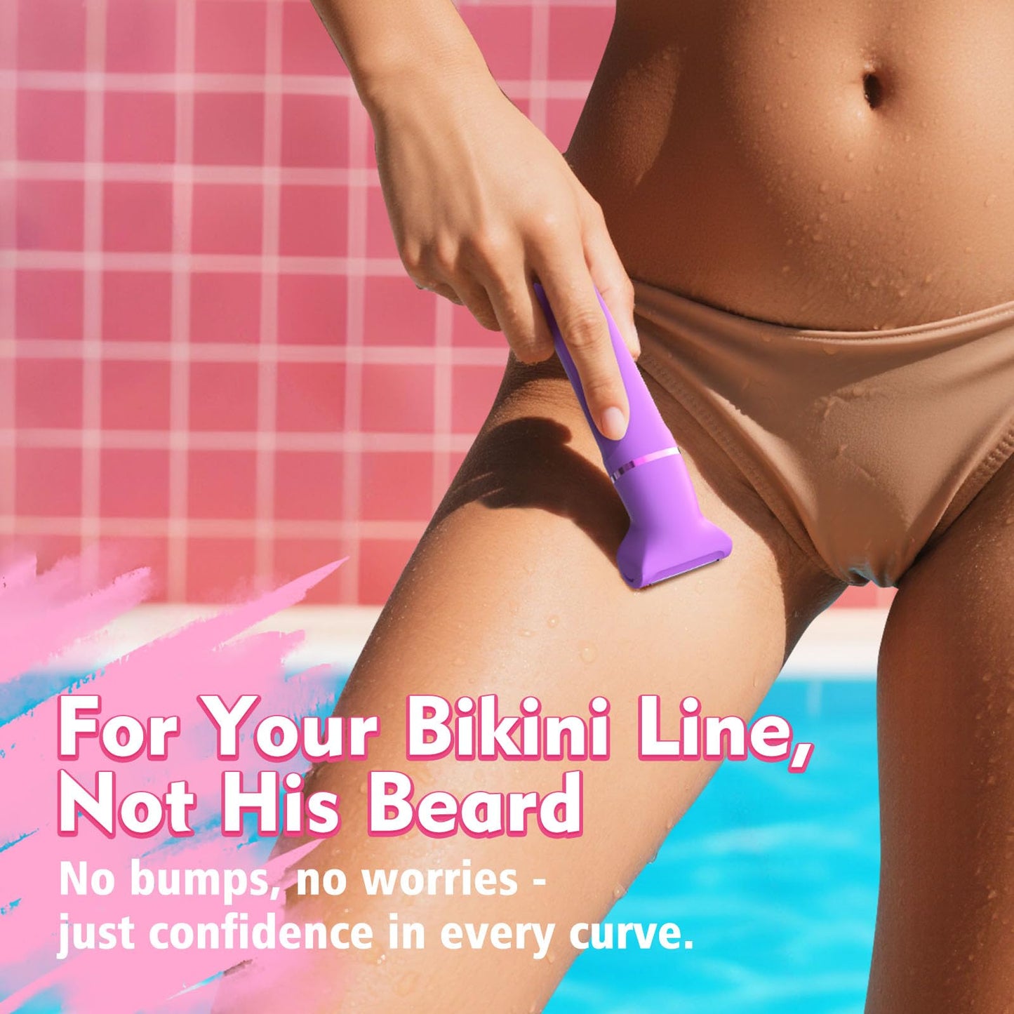 Bikini Trimmer for Women - Painless Electric Razors for Silk Skin,Cordless Body Shaver for Trip,Replaceable Lady Facial Razor, IPX7 Waterproof&Easy Cleaning, Ceramic Blade, USB Charge Dock Pink