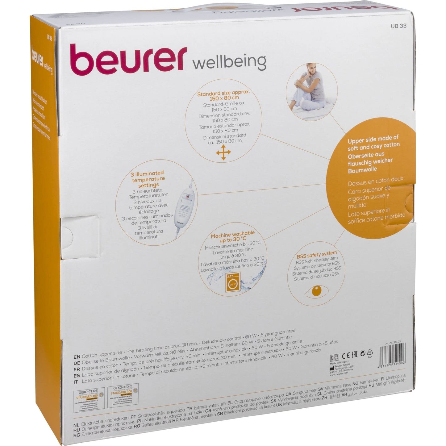 Beurer UB 33 Thermal Underbed 3 Temperature Levels Safety System Breathable