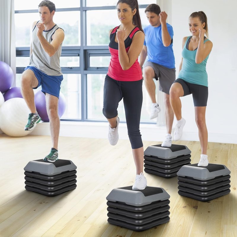 16 Inch Aerobic Step Platform - Adjustable Mini Exercise Stepper for Home Gym | Cardio Strength Training with 4 Risers