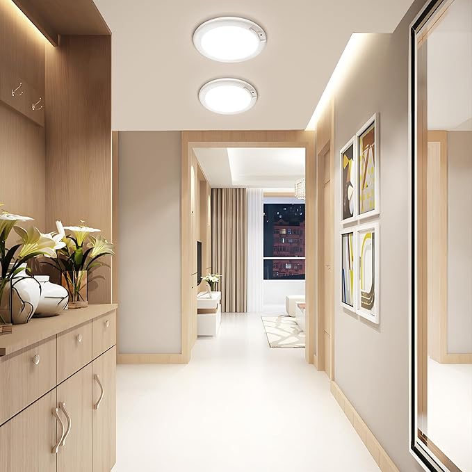 SunRider 2Pack Rechargeable Motion Sensor LED Ceiling Light with Remote, 3CCT Cordless Closet Lights Battery Operated for Shower Stair, Magnetic Mount