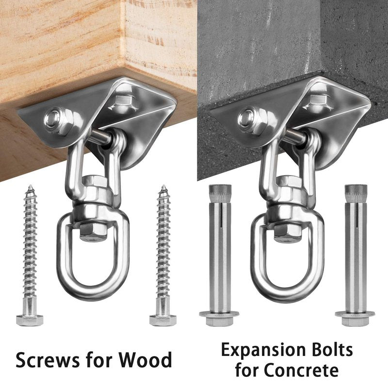 Aisto Heavy Duty Swing Hangers for Wooden Sets 2000 LB Capacity Hammock Hanger 360 Swivel Stainless Steel Swing Hardware Accessories 2 Packs for Porch Playground Yoga Heavy Bag