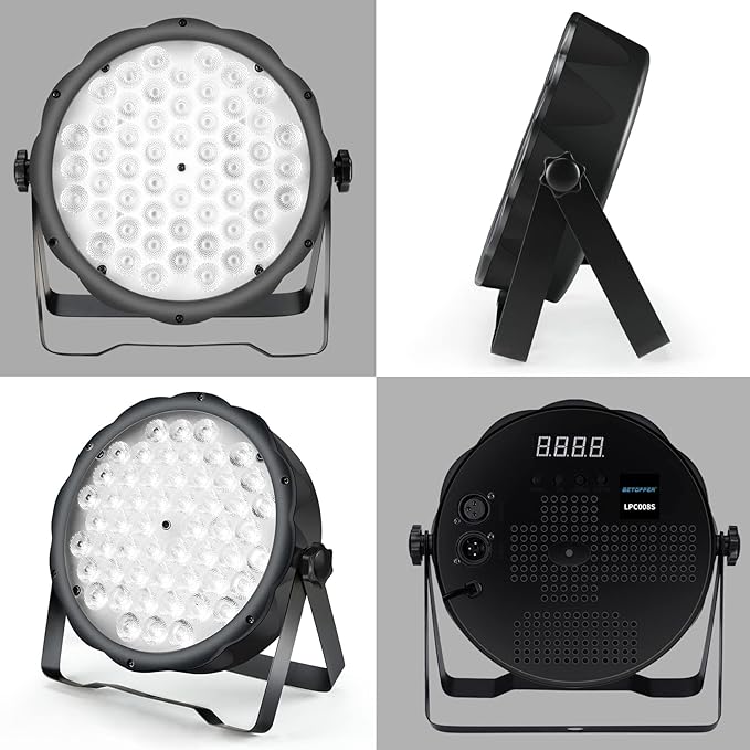 BETOPPER LED Par Lights 54 x 1.5W, RGB Stage Lights DMX DJ Lighting Sound Activated with Stand, Strobe Light & Wash Par Lighting DMX for Parties, Church, Wedding, Bars, 12