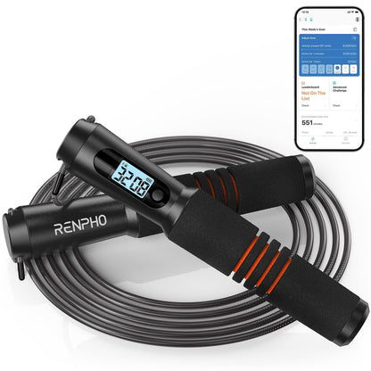 Jump Rope, RENPHO Smart Jump Rope with Counter, Fitness Skipping Rope with APP Data Analysis, Workout Jump Ropes for Home Gym, Crossfit, Jumping Rope for Exercise for Men, Women, Girls, Kids