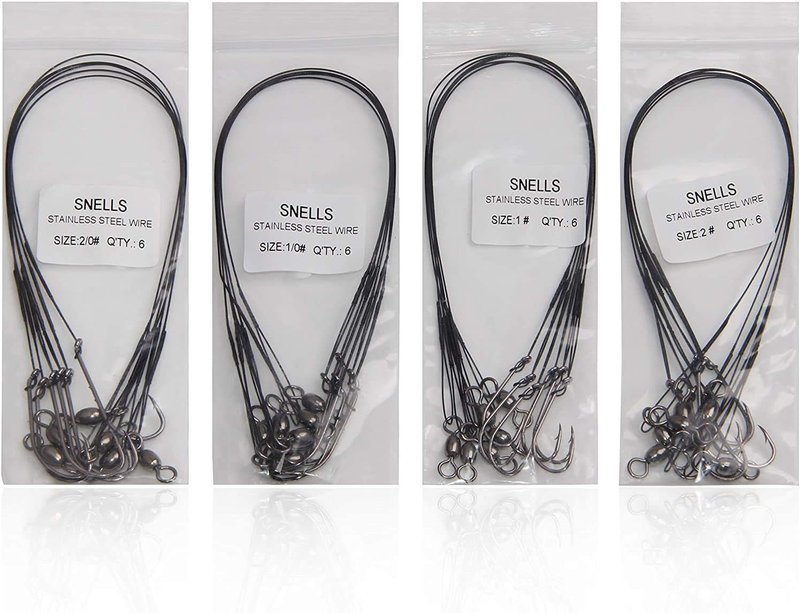 Saltwater Fishing Hooks - 24pcs Pre-Tied Steel Wire Leaders with Swivel | 11.9in Trace for Bluefish & Mackerel