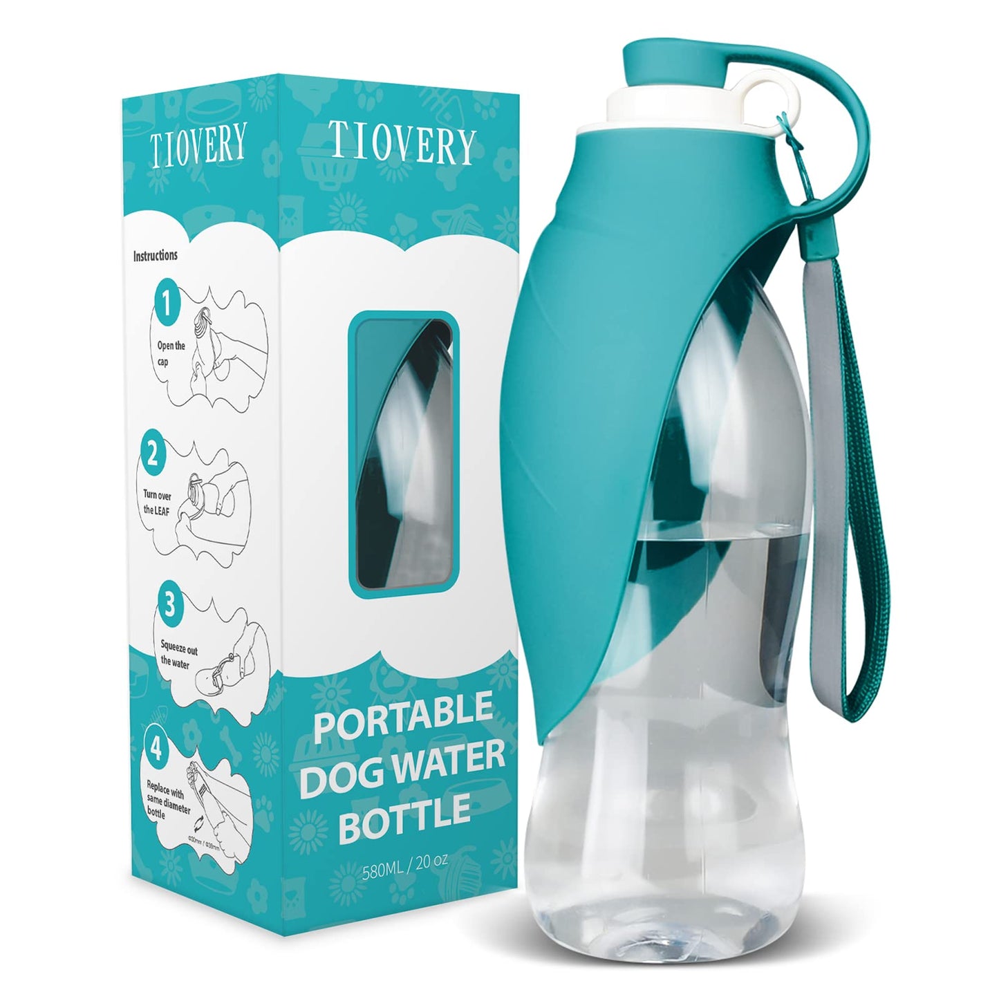 Dog Water Bottle for Walking, TIOVERY Pet Water Dispenser Feeder Container Portable with Drinking Cup Bowl Outdoor Hiking, Travel for Puppy, Cats, Hamsters, Rabbits and Other Small Animals 20 OZ