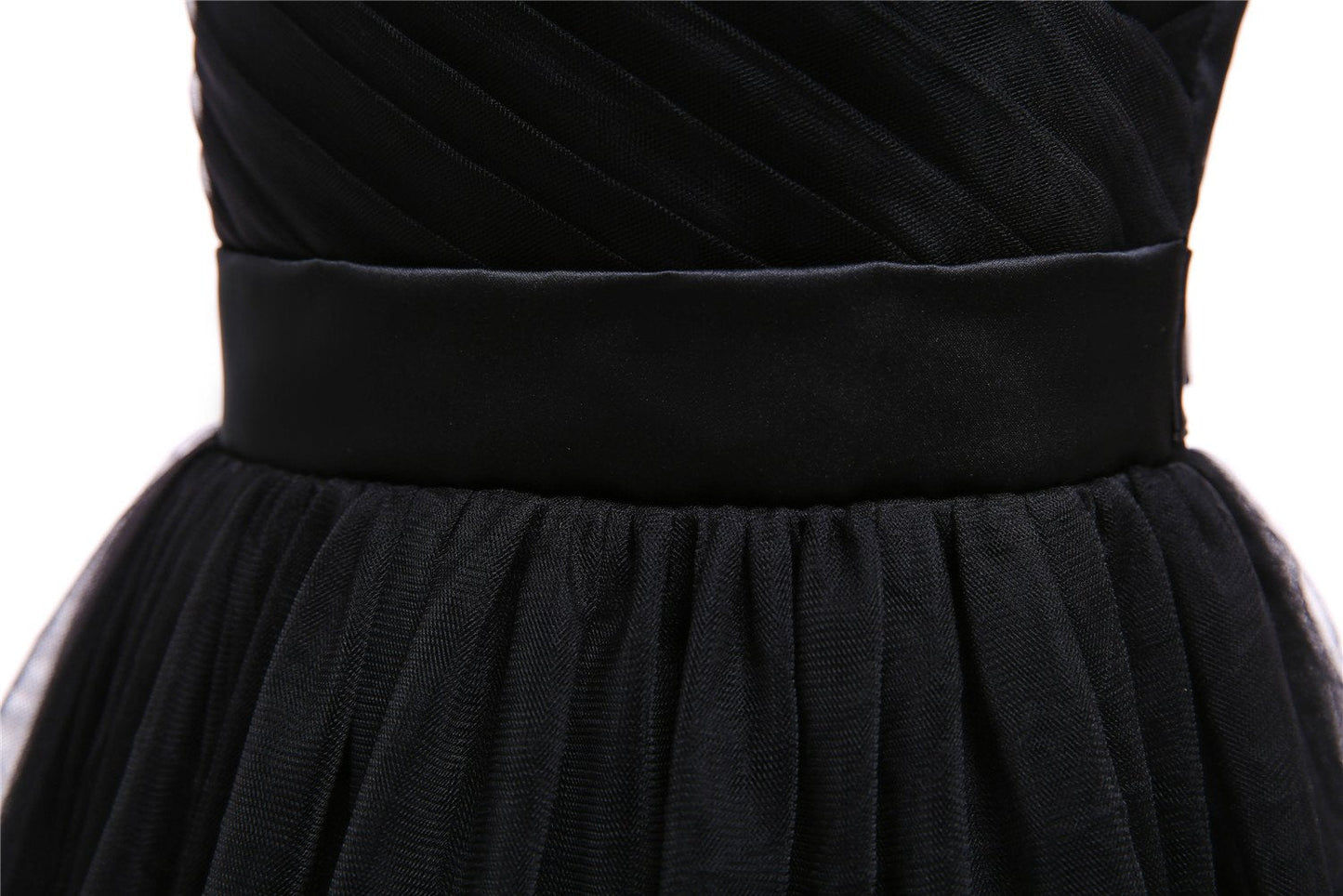 Glamulice Kids Funeral Flower Girls Black Dress Lace Bridesmaid Long A Line Wedding Pageant Dresses Tulle Spaghetti Strap Party Gown Christmas Holiday Evening Prom Princess Birthday Gown 11 12