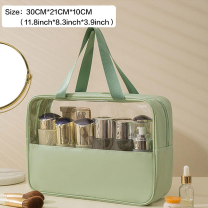 ANEMEL Travel Toiletry Bag Wash Cosmetic Make up Portable Storage Organizer Waterproof with Handle for Swimming Gym, Green